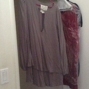 Taupe layered dress with flare sleeves